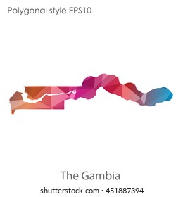 The Gambia map in geometric polygonal style.Abstract tessellation,modern design background.