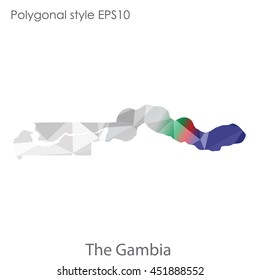 The Gambia map in geometric polygonal style.Abstract tessellation,modern design background.