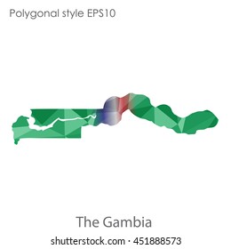 The Gambia map in geometric polygonal style.Abstract tessellation,modern design background.