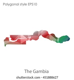 The Gambia map in geometric polygonal style.Abstract tessellation,modern design background.