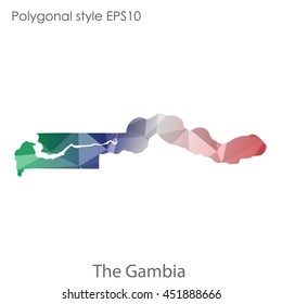 The Gambia map in geometric polygonal style.Abstract tessellation,modern design background.