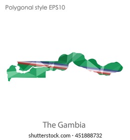 The Gambia map in geometric polygonal style.Abstract tessellation,modern design background.