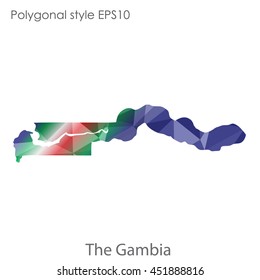 The Gambia map in geometric polygonal style.Abstract tessellation,modern design background.
