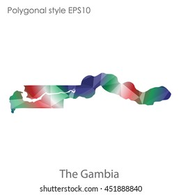 The Gambia map in geometric polygonal style.Abstract tessellation,modern design background.