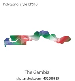 The Gambia map in geometric polygonal style.Abstract tessellation,modern design background.