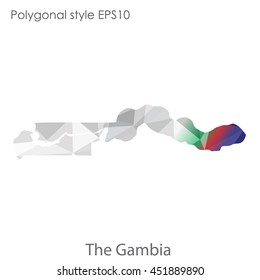 The Gambia map in geometric polygonal style.Abstract tessellation,modern design background.