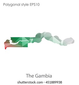 The Gambia map in geometric polygonal style.Abstract tessellation,modern design background.