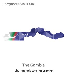 The Gambia map in geometric polygonal style.Abstract tessellation,modern design background.