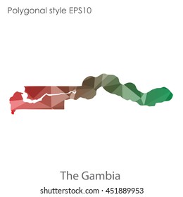 The Gambia map in geometric polygonal style.Abstract tessellation,modern design background.