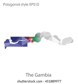 The Gambia map in geometric polygonal style.Abstract tessellation,modern design background.