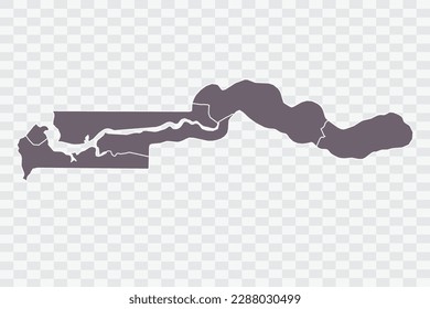Gambia Map Grey Color on White Background quality files Png