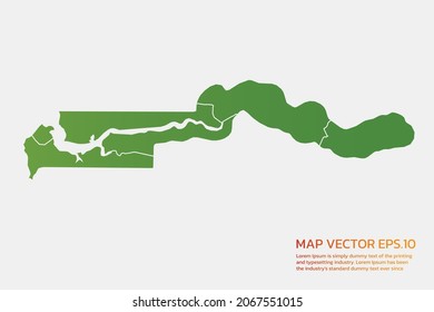 Gambia map High Detailed green color. on white background. Abstract design vector illustration eps 10
