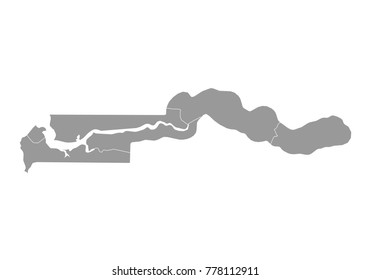 gambia map. High detailed vector map with counties/regions/states of gambia on white background. Vector illustration eps 10.