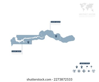 Gambia map of infographic blue Navigator pin location checking communication information plan position.