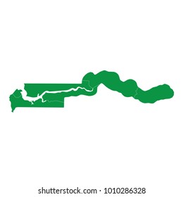 Gambia map isolated on transparent background. high detailed Green map of Gambia. Vector illustration eps 10.
