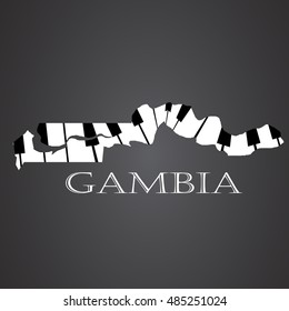 gambia map logo made from piano