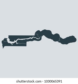 Gambia map on gray background vector, Gambia  Map Outline Shape Gray on White Vector Illustration,
High detailed Gray illustration map Gambia.