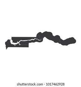 Gambia map on white background vector, Gambia Map Outline Shape Black on White Vector Illustration, High detailed black illustration map -Gambia.