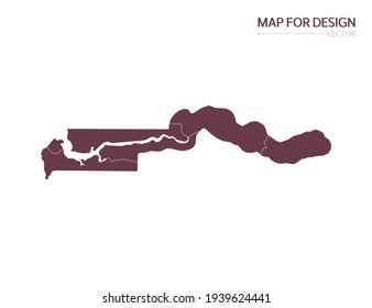 Gambia map on white background vector illustration.