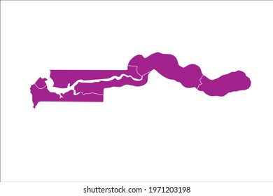 Gambia Map pink Color on White Backgound