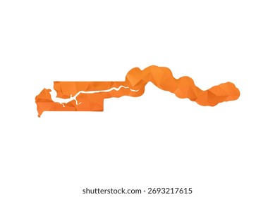 Mapa de Gâmbia - Ilustração de vetor estilo polígono em gradiente laranja, baixo projeto geométrico poly, isolado no fundo branco para infográficos e educação.