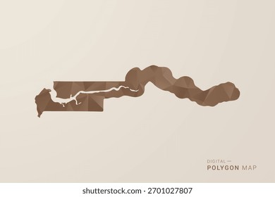 Mapa de Gâmbia - Ilustração de vetor estilo polígono em gradiente marrom, baixo projeto geométrico poly, isolado no fundo bege para infográficos e decoração.