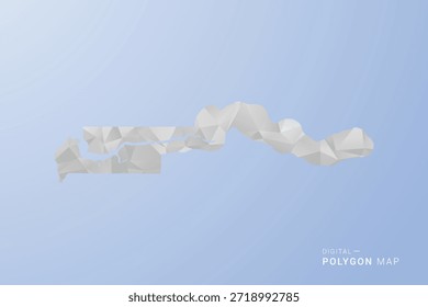 Mapa de Gambia - Ilustración vectorial de estilo polígono en gris, blanco y azul, diseño geométrico de bajo poli, silueta mínima, adecuada para infografía y diseño moderno.