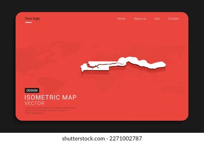 Gambia map red isolated on dark background with 3d world map isometric vector illustration.