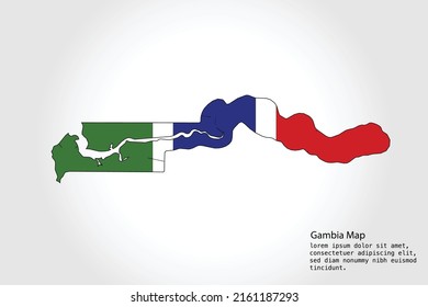 Gambia Map stripes. Vector illustration Color on White Backgound