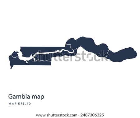 Gambia map vector, Abstract design vector illustration Eps 10. Navy color.High Detailed on white background.