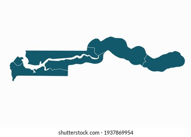 Gambia map vector. blue color on white background.