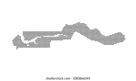 Gambia map vector. map dotted silhouette with black dots on a white background. Vector illustration eps 10.