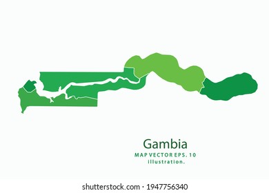 Mapa de Gambia. Vector eps10. color verde. con un fondo blanco.