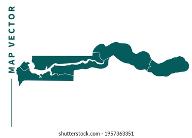 Gambia map vector. green color on white background.