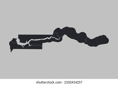 Gambia map vector, isolated on gray background