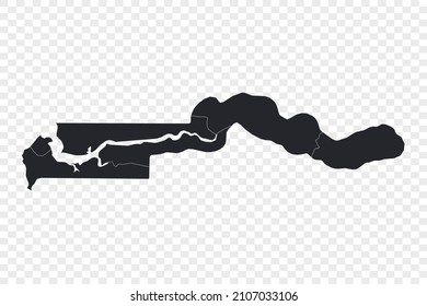 Gambia map vector, isolated on transparent background
