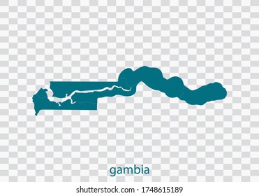 gambia map vector, isolated teal color on transparent background