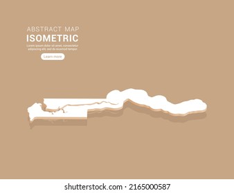 Gambia map white on brown background with isometric vector.