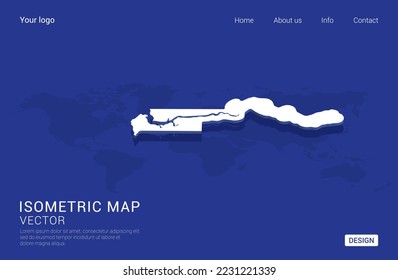 Gambia map white on dark blue background 3d isometric vector illustration.