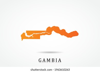 Gambia Map - World Map International vector template with Orange gradient color isolated on white background - Vector illustration eps 10