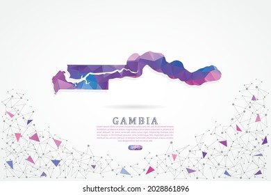 Mapa de Gambia - Mapa mundial Plantilla vectorial internacional con gradiente de color rosado poligonal aislado en fondo blanco para educación, sitio web, banner, infografía - Ilustración vectorial eps 10