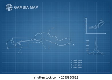 Mapa de Gambia - Mapa mundial Plantilla vectorial internacional con estilo de contorno y color blanco aislado en el fondo del plano - Ilustraciones vectoriales 10