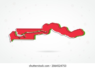 Mapa de Gambia - Mapa mundial de la plantilla de vector internacional con un esbozo rojo, verde y negro aislado en fondo blanco - Ilustración vectorial 10