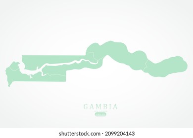 Mapa de Gambia - Mapa mundial Plantilla vectorial internacional con alto nivel de detalle incluyendo color verde y contorno blanco aislado en fondo blanco - Ilustración vectorial eps 10