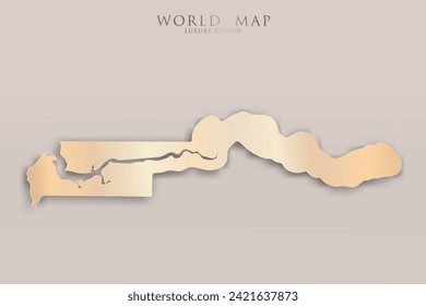 Gambia Map - Weltkarte Internationale Vektorvorlage mit 3D, goldenes Luxusdesign einschließlich Schatten auf hellem Hintergrund für Design, Bildung, Website, Infografik - Vektorgrafik eps10