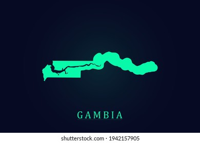 Mapa de Gambia - Plantilla de vector de mapa mundial con gradiente de color verde aislado en fondo oscuro - Indicadores vectoriales 10