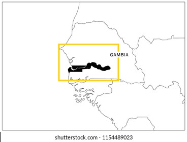 Gambia map yellow frame geography national 