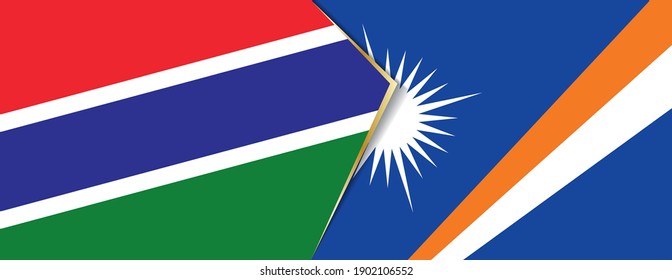 Gambia and Marshall Islands flags, two vector flags symbol of relationship or confrontation.
