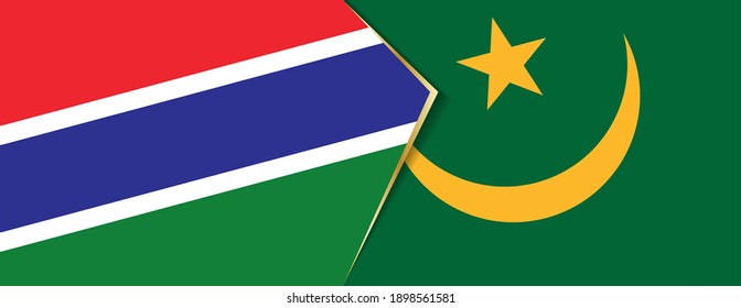 Gambia and Mauritania flags, two vector flags symbol of relationship or confrontation.
