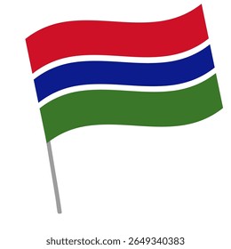 Gambia national flag flutters with flagpole